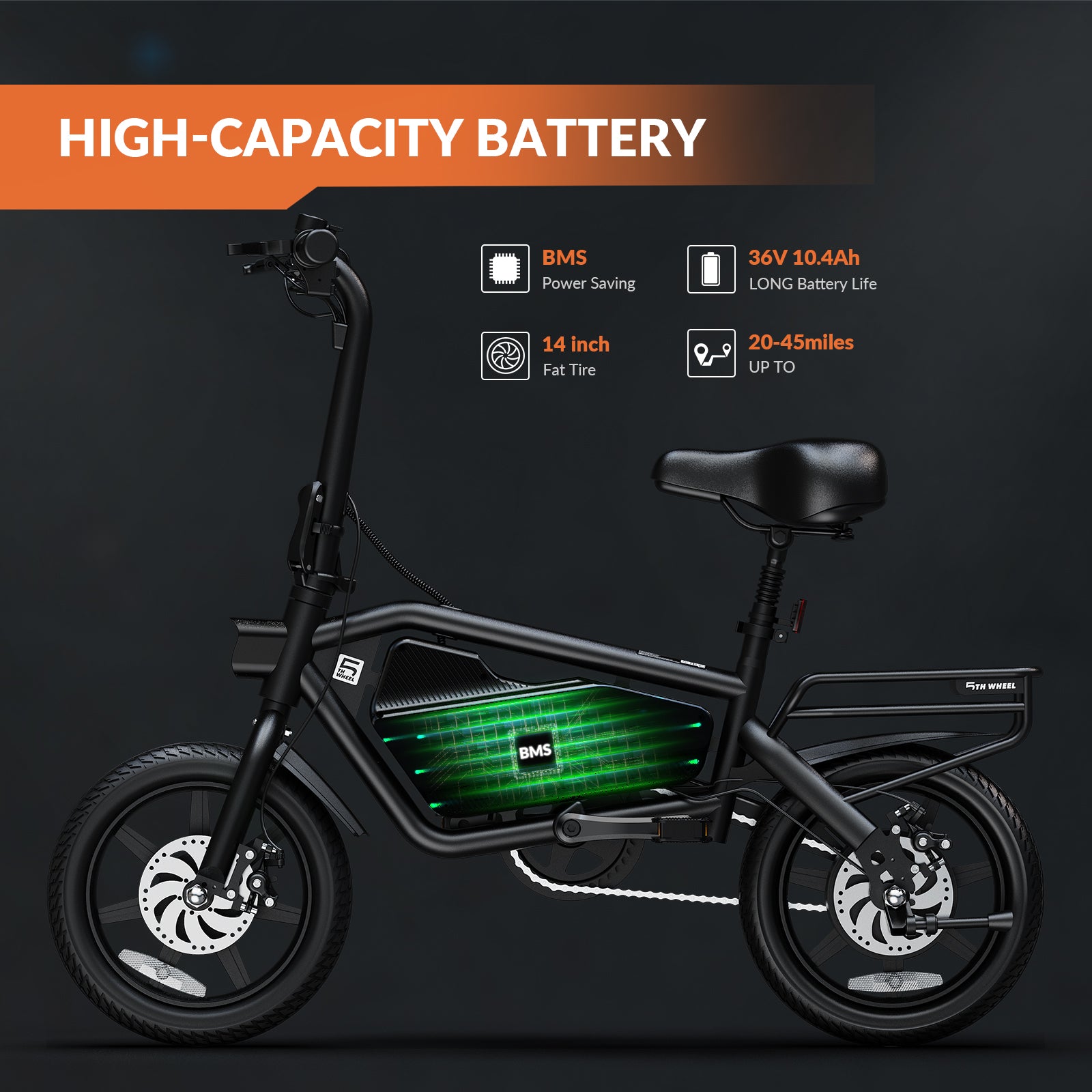 5TH WHEEL Transit Electric Bicycle for Adults and Teens | Folding and Portable