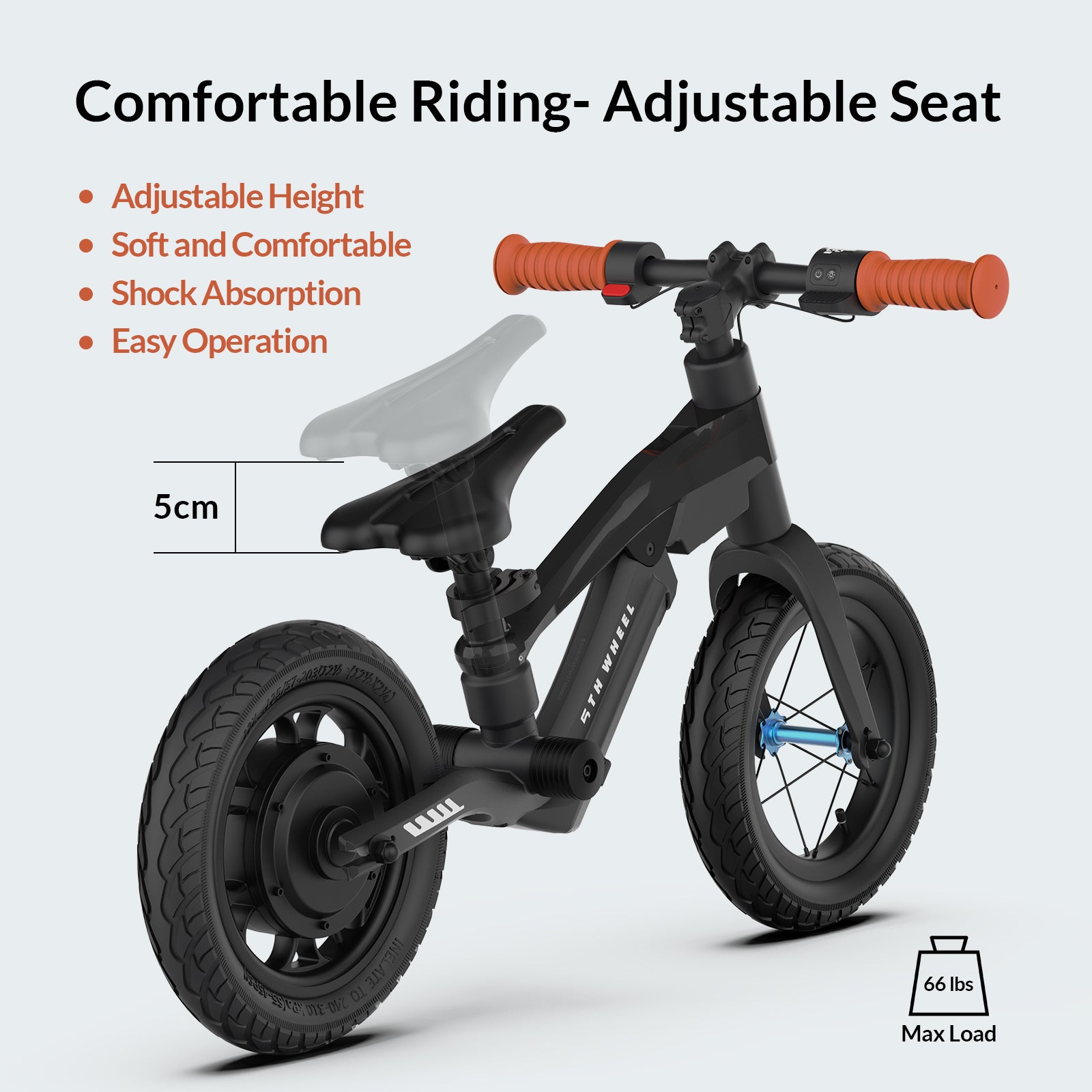 5TH WHEEL K8 Electric Bike for Kids | 3 Speed Modes, 12 inch Inflatable Tire, Adjustable Seat