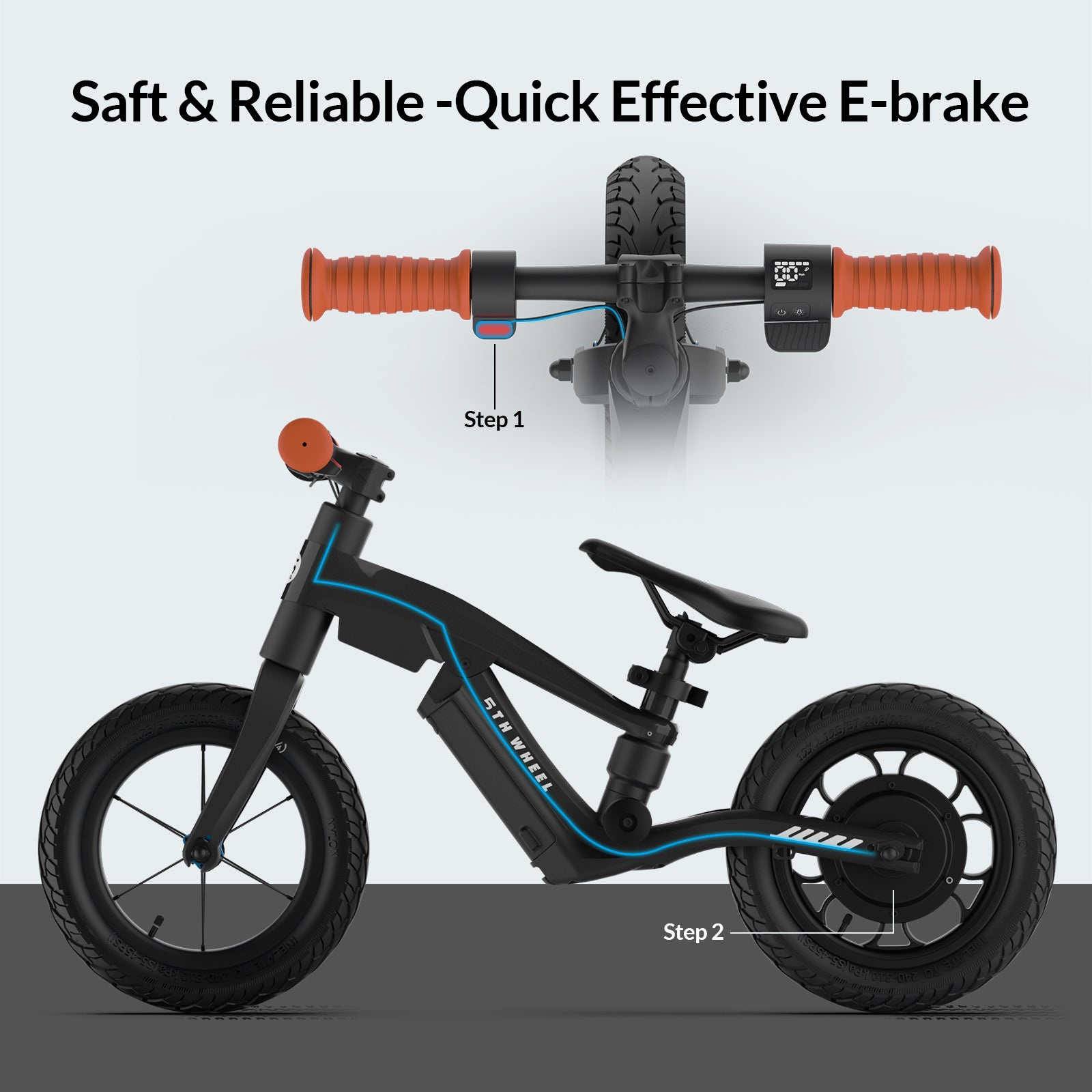 5TH WHEEL K8 Electric Bike for Kids 3 Speed Modes 12 inch Inflatabl