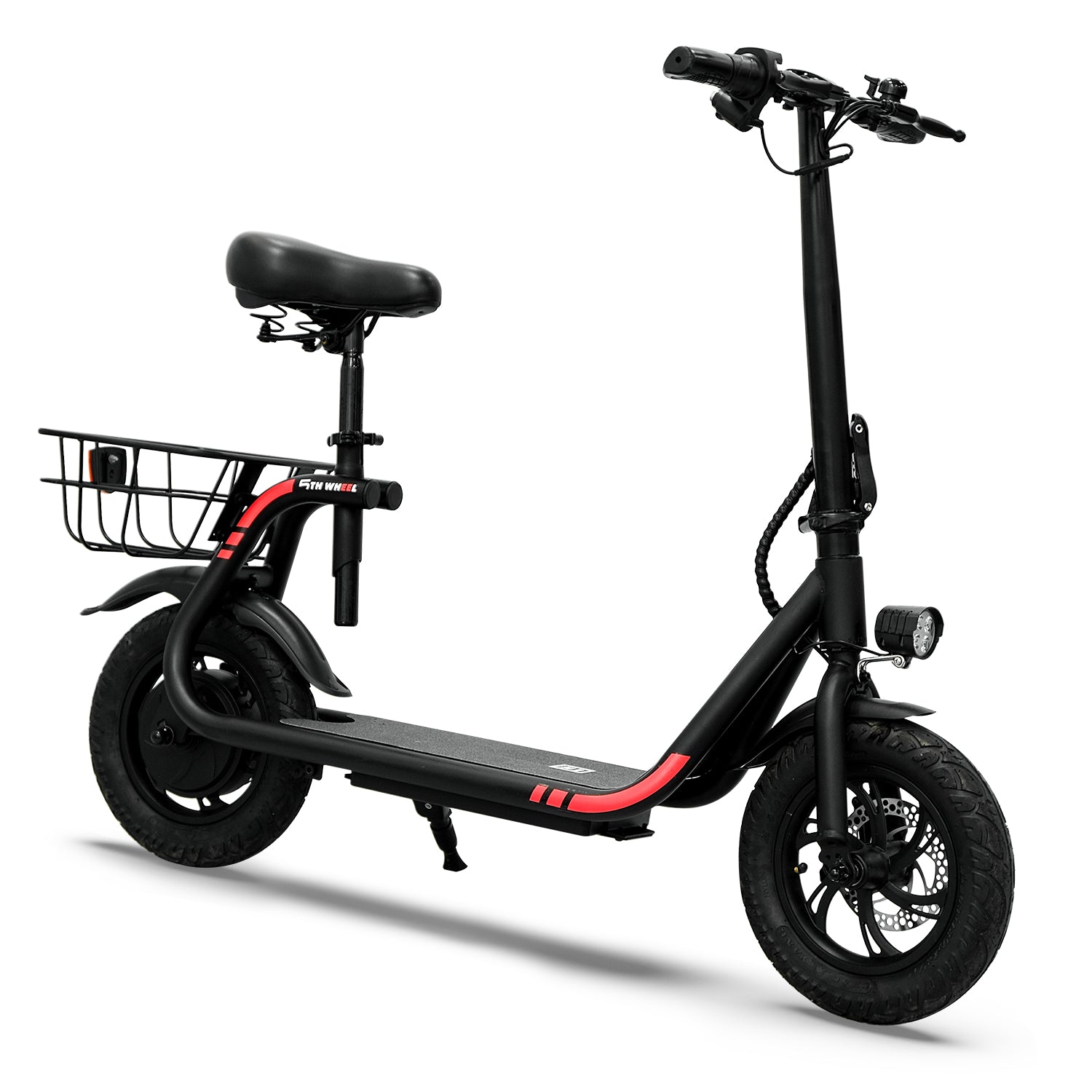 5TH WHEEL W18S 450W Motor Electric Scooter for Adults with Seat and Carry Basket, 36V 20Miles Range & 15.5Mph, 12" Foldable E Scooter for Commuting